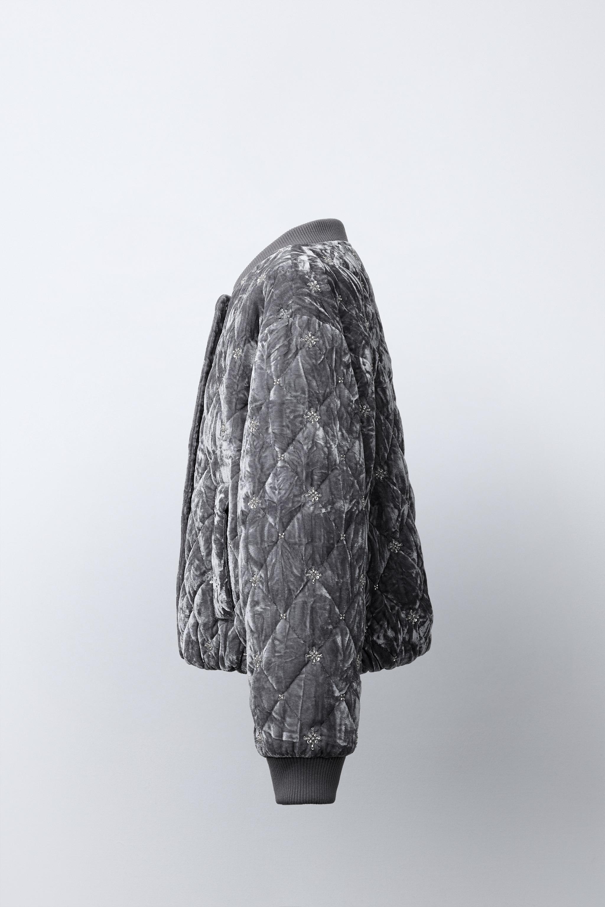 VELVET JEWELED BOMBER JACKET